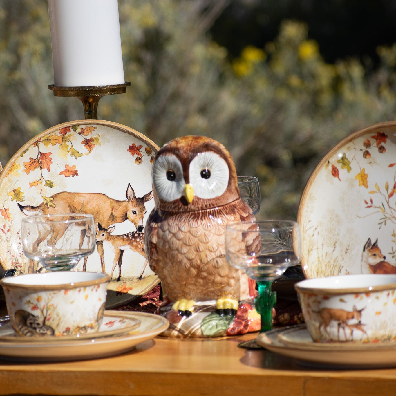 Certified International Pine Forest 3-D Owl Themed Cookie Jar