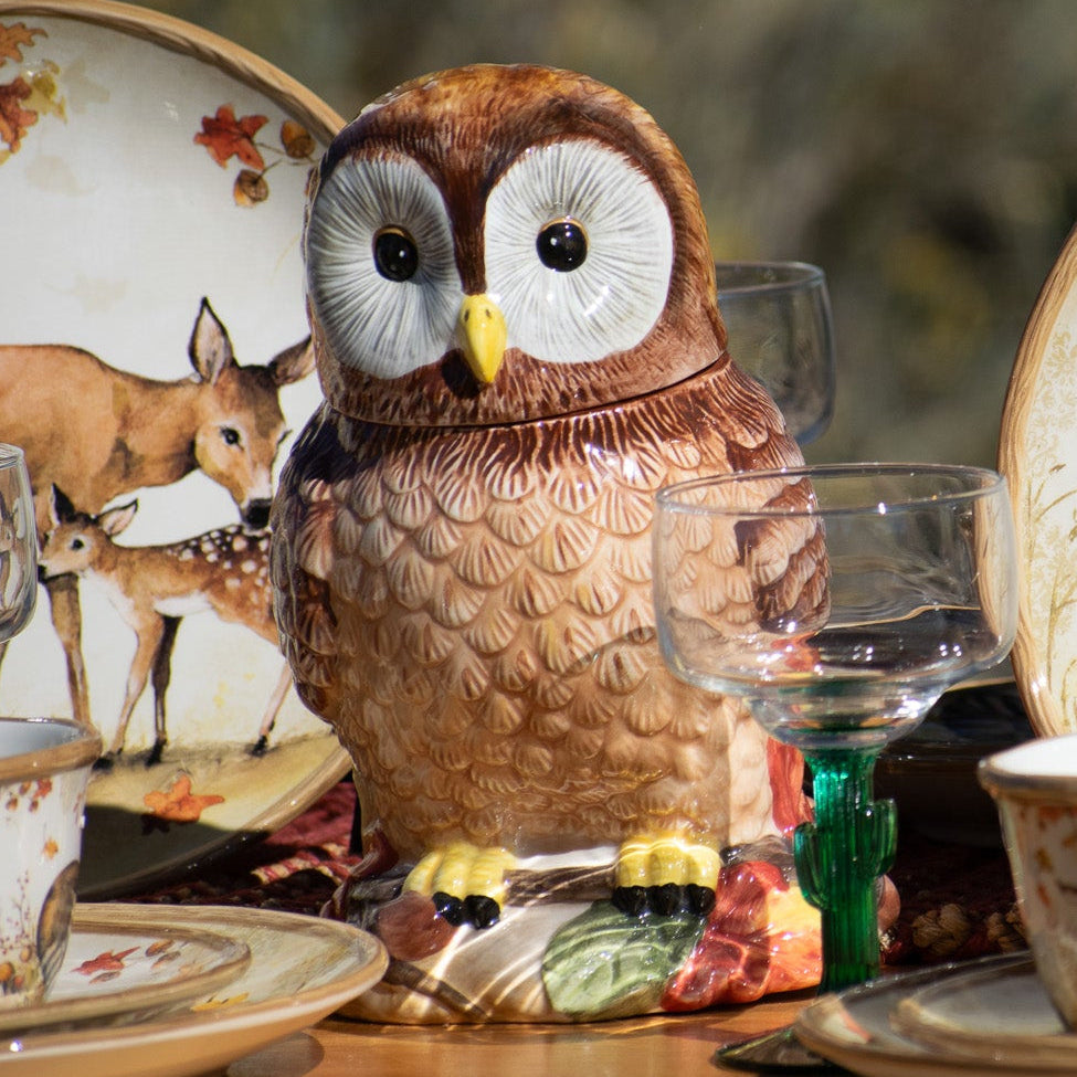Certified International Pine Forest 3-D Owl Themed Cookie Jar