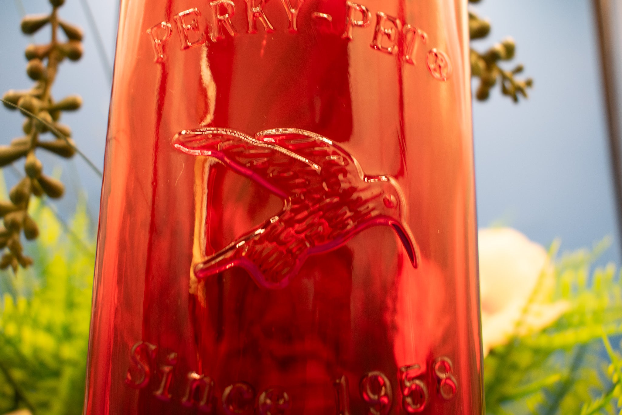 Red Antique Decorative Glass Hummingbird Feeder - 16 Oz. Capacity