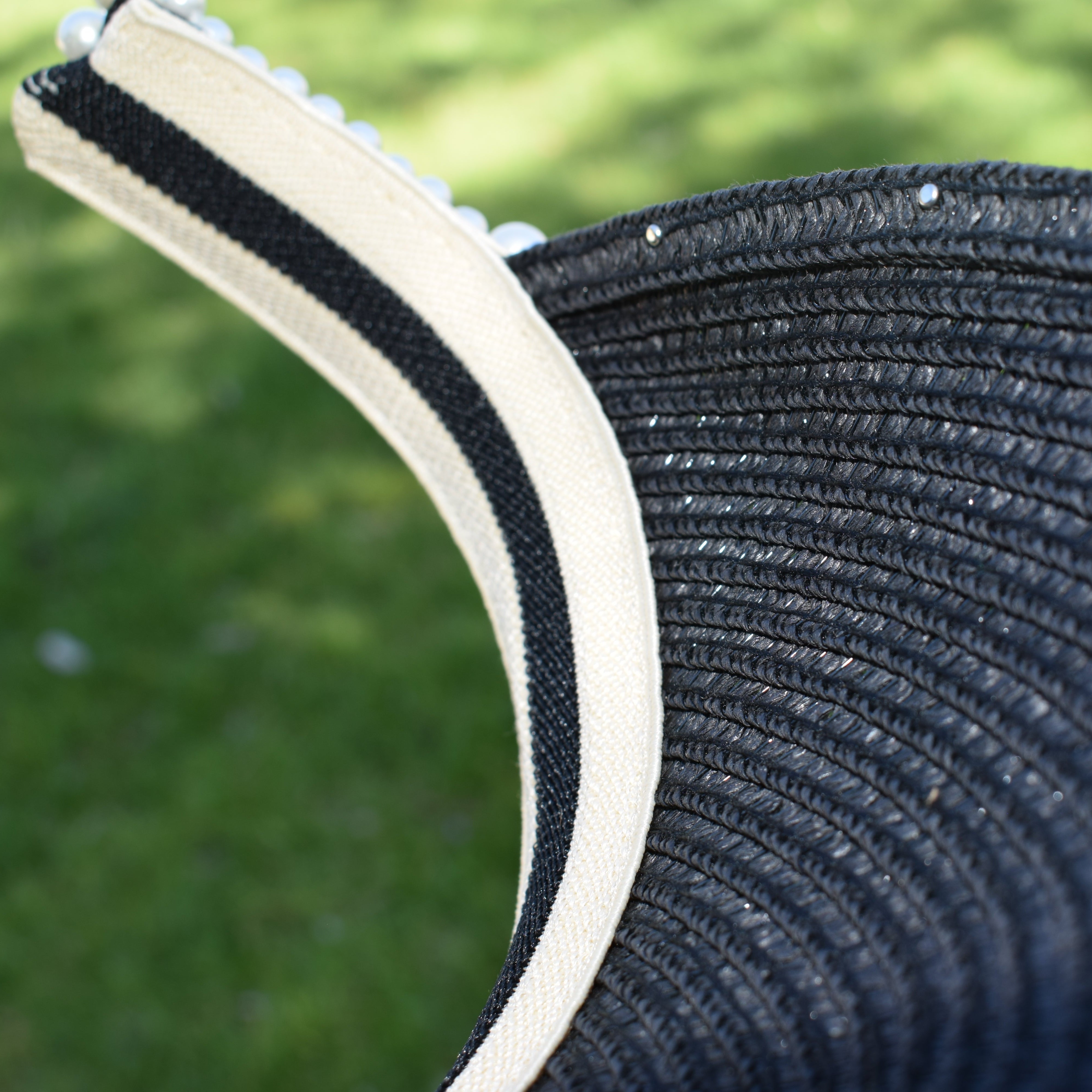 Women's Woven Visor with Faux Pearl Decoration