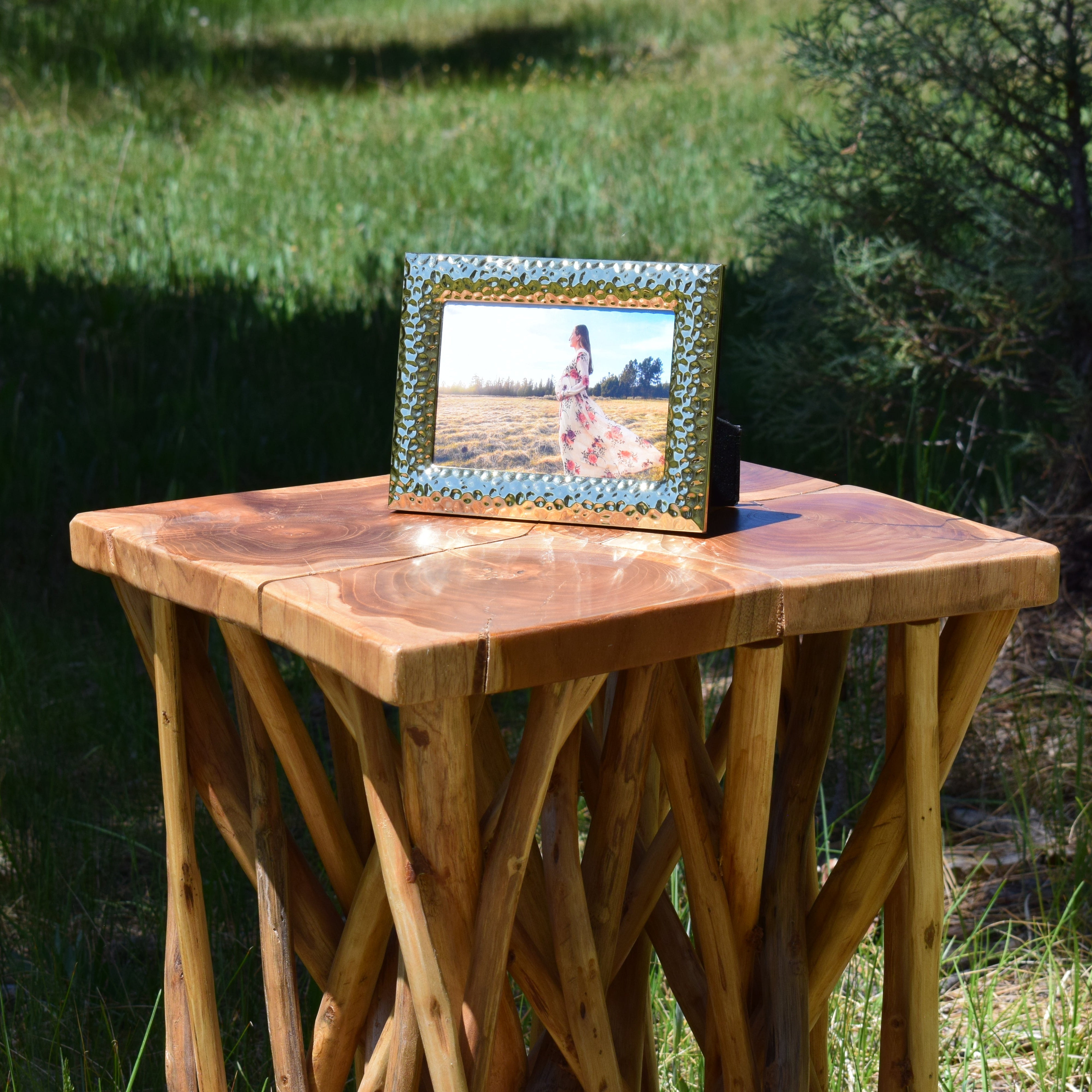 Beautifully Crafted Wood Nautica Side Table with Real Tree-Branch Limbs