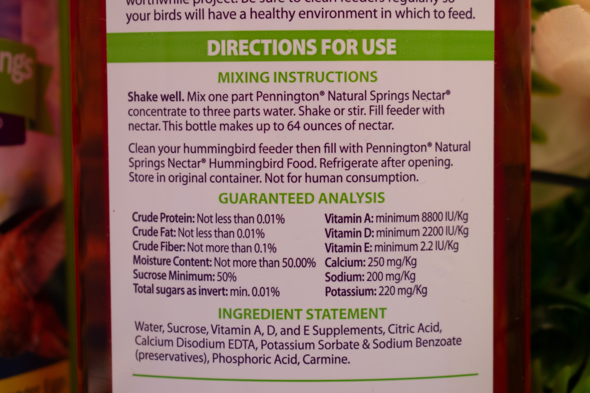 Pennington Ultra Natural Springs Nectar Hummingbird Food Concentrate