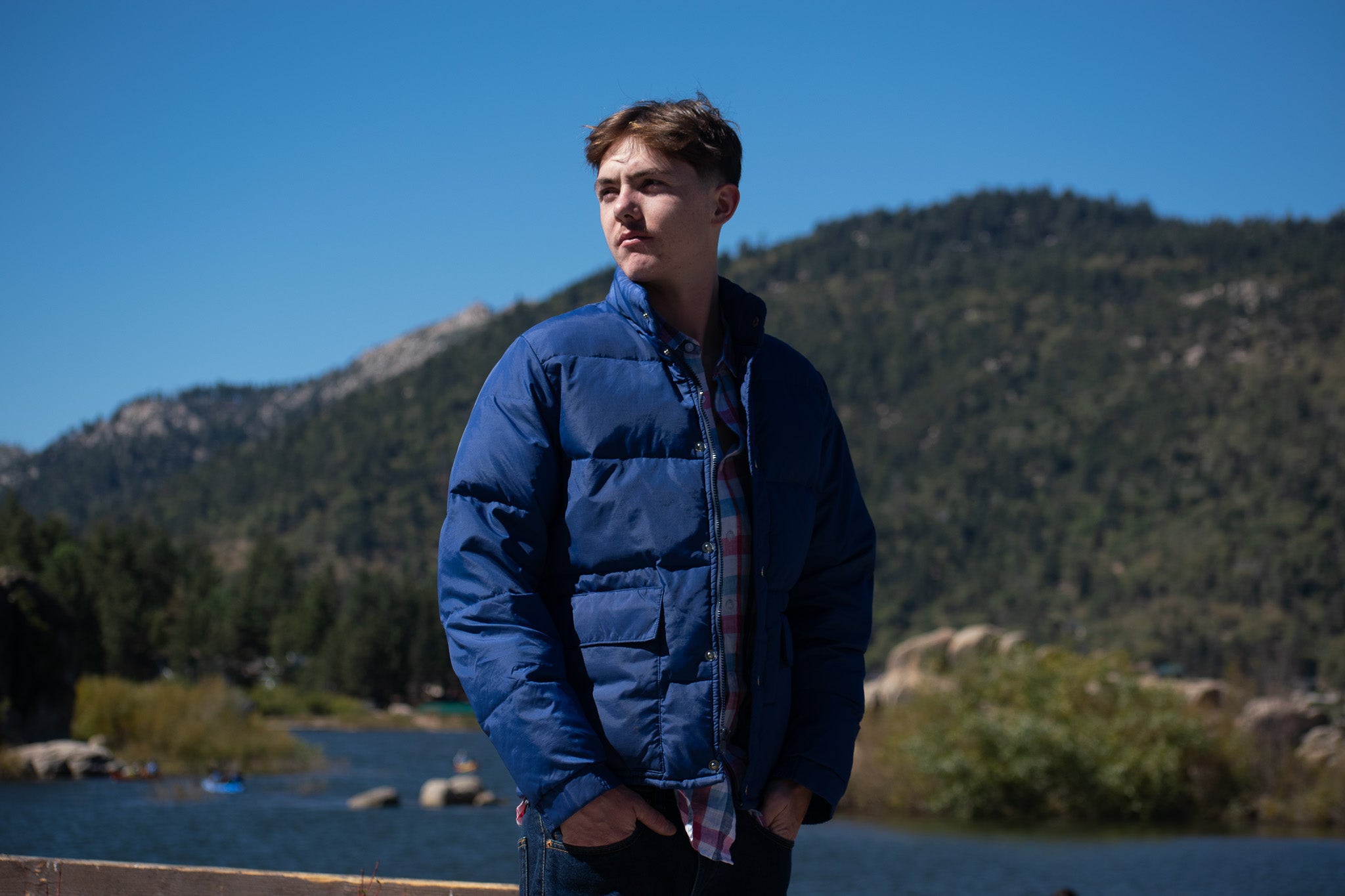 Contender Blue Nylon Winter Jacket, Size Large.