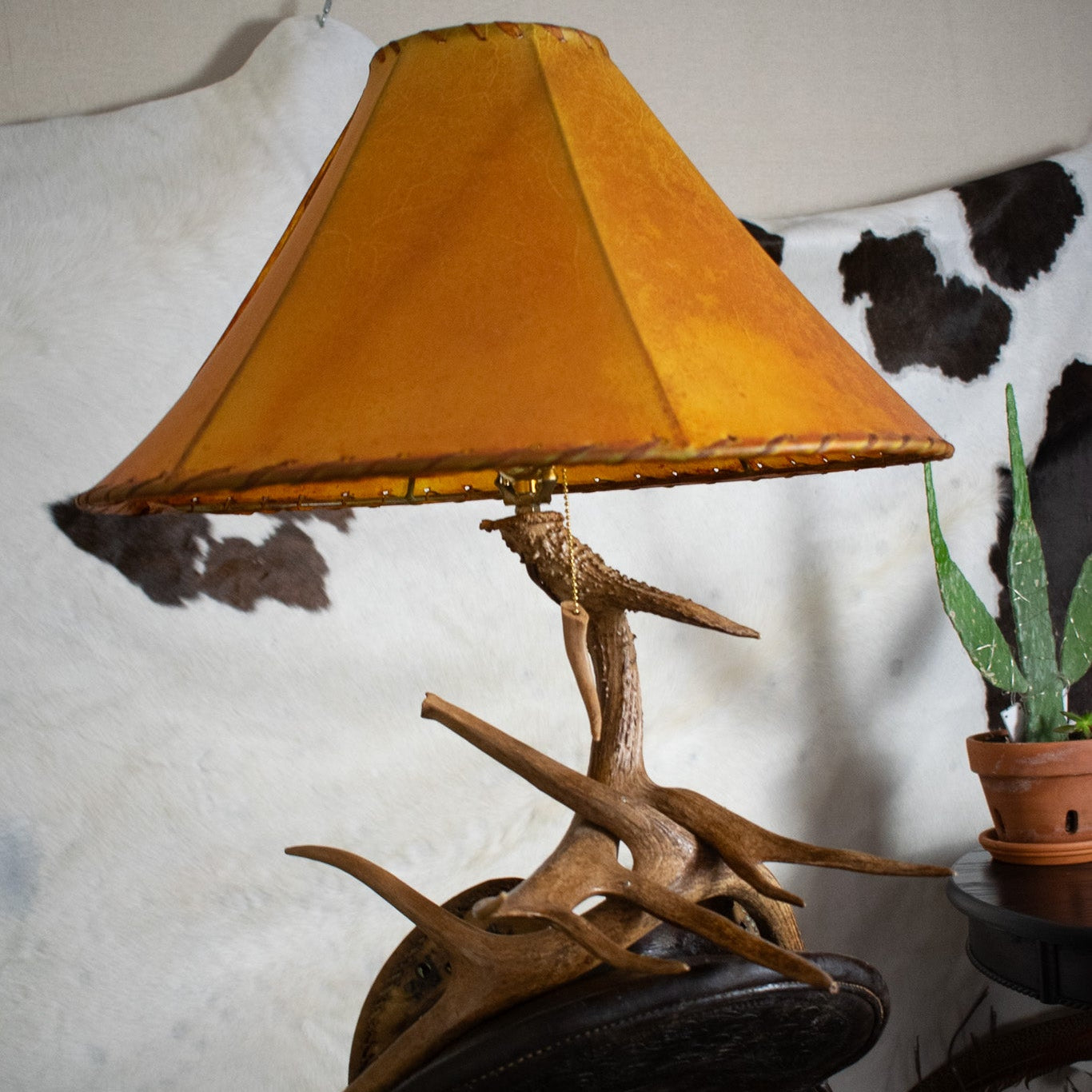 Horse Saddle Antler Lamp