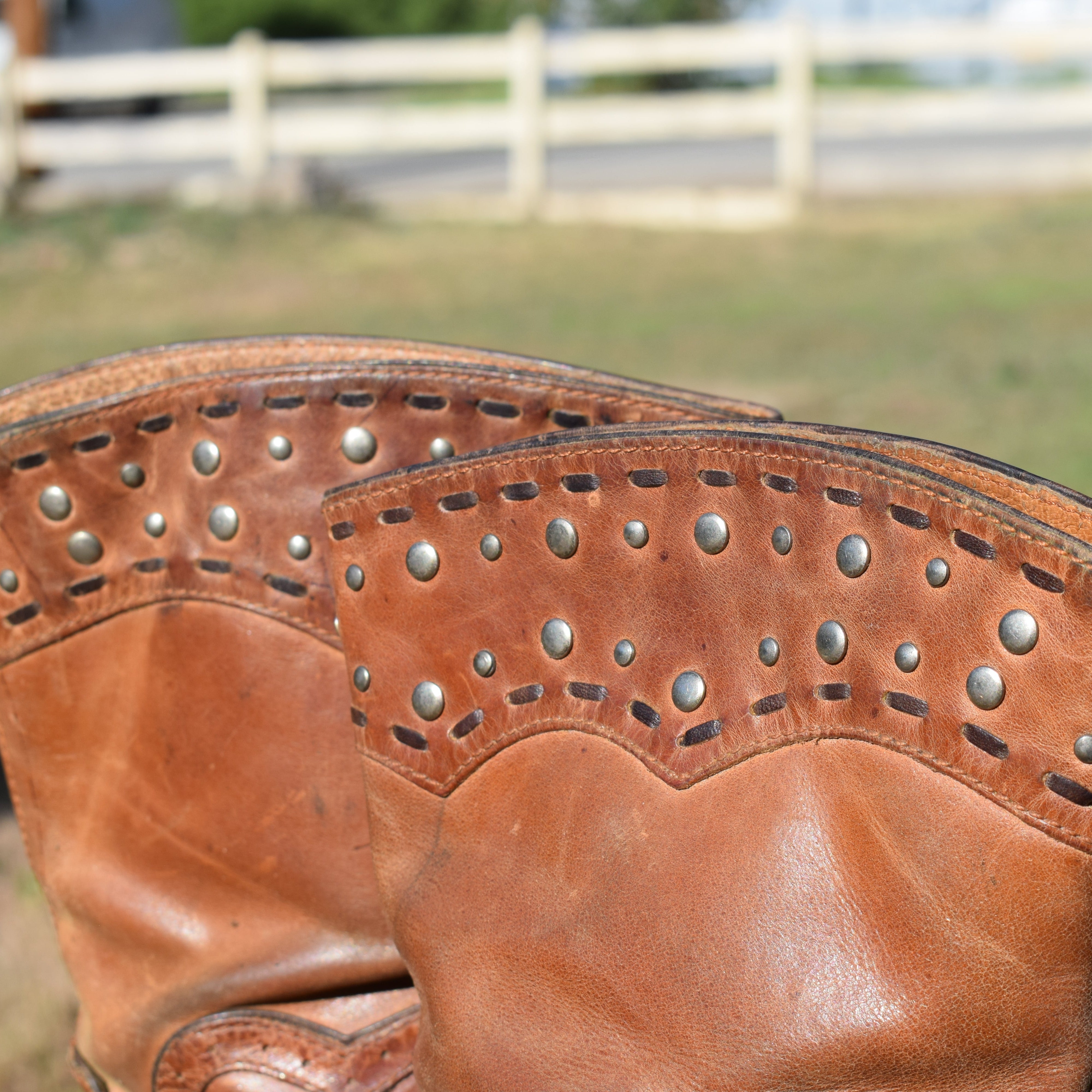 Women's Brown Leather Heart Cowgirl Boots