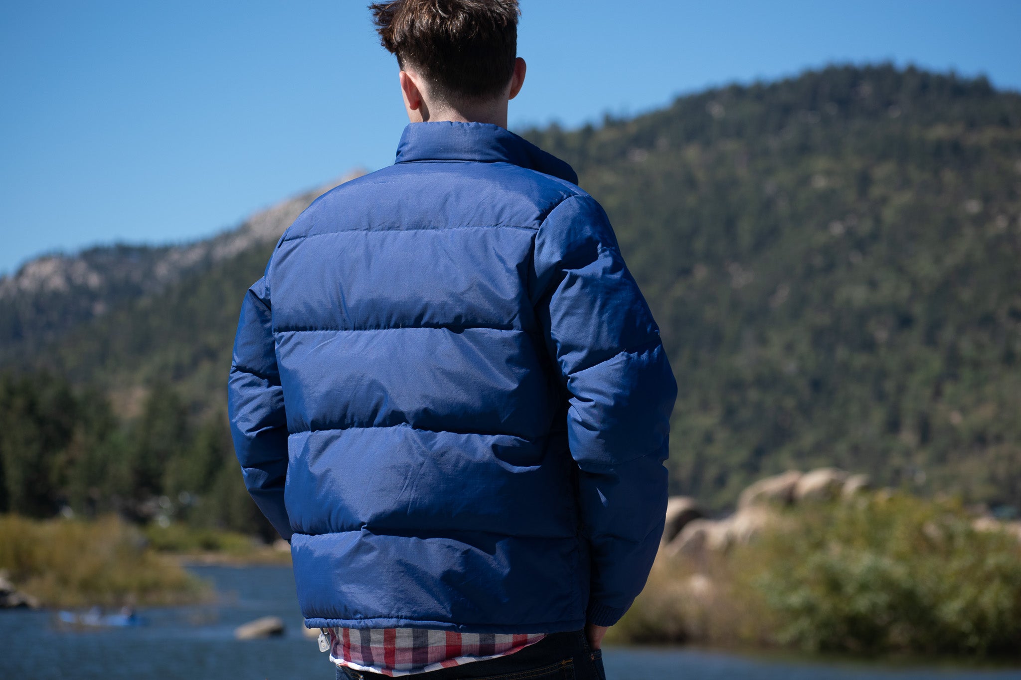 Contender Blue Nylon Winter Jacket, Size Large.