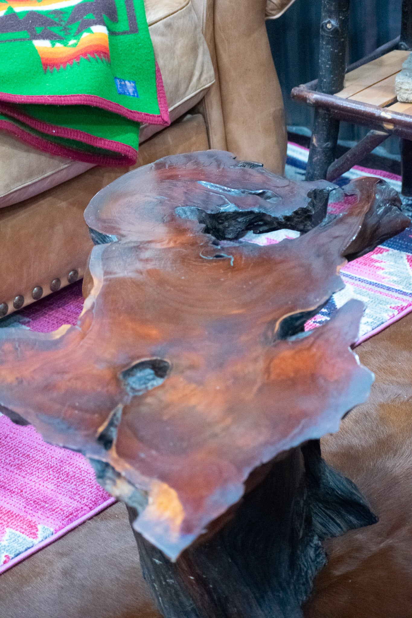 Rustic Raw Milled Burnt Wood Coffee Table