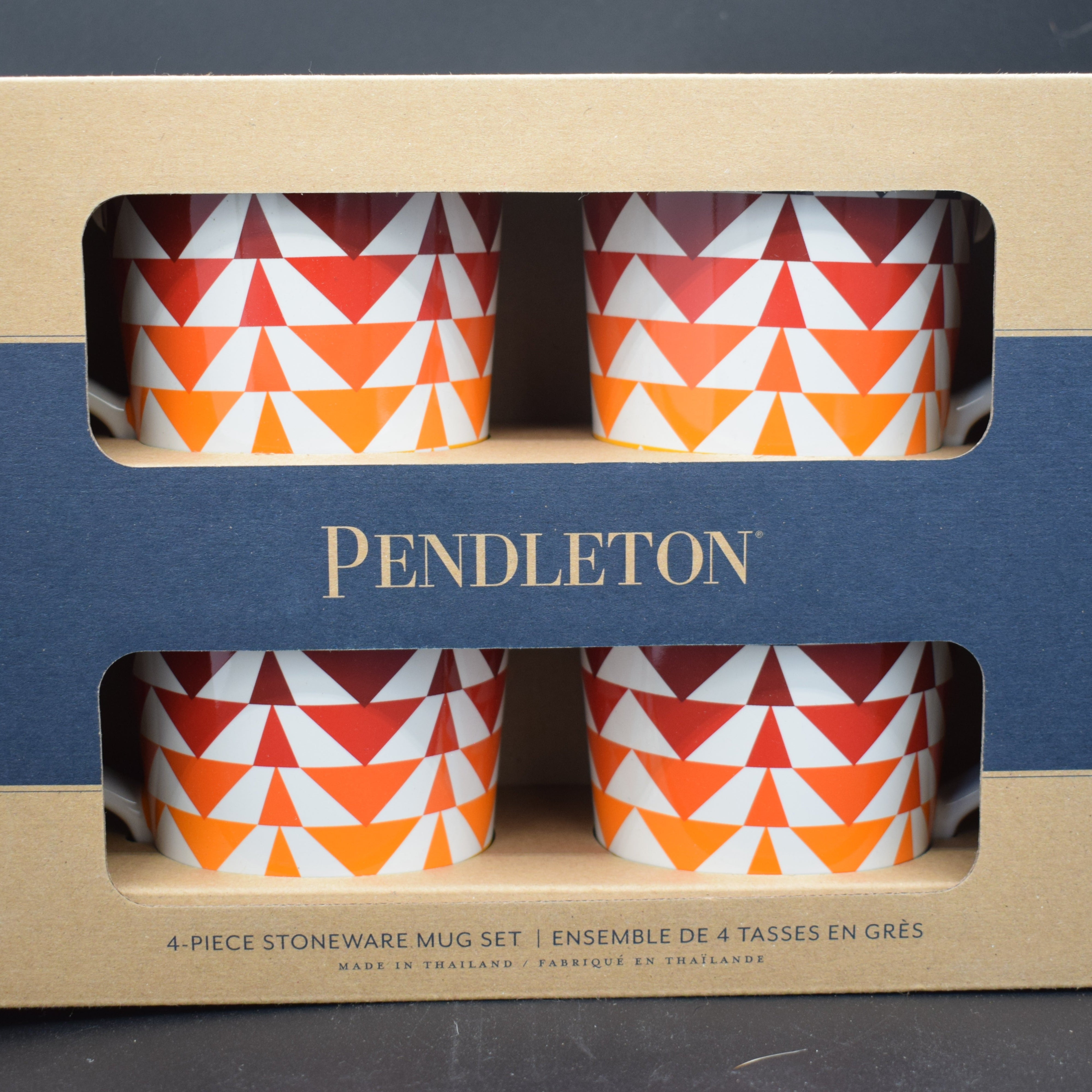 Pendleton 18 oz Ceramic Los Ojos Mug Black and White Aztec Design