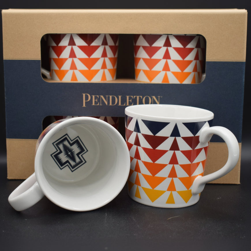 Pendleton 18 oz Ceramic Los Ojos Mug Black and White Aztec Design
