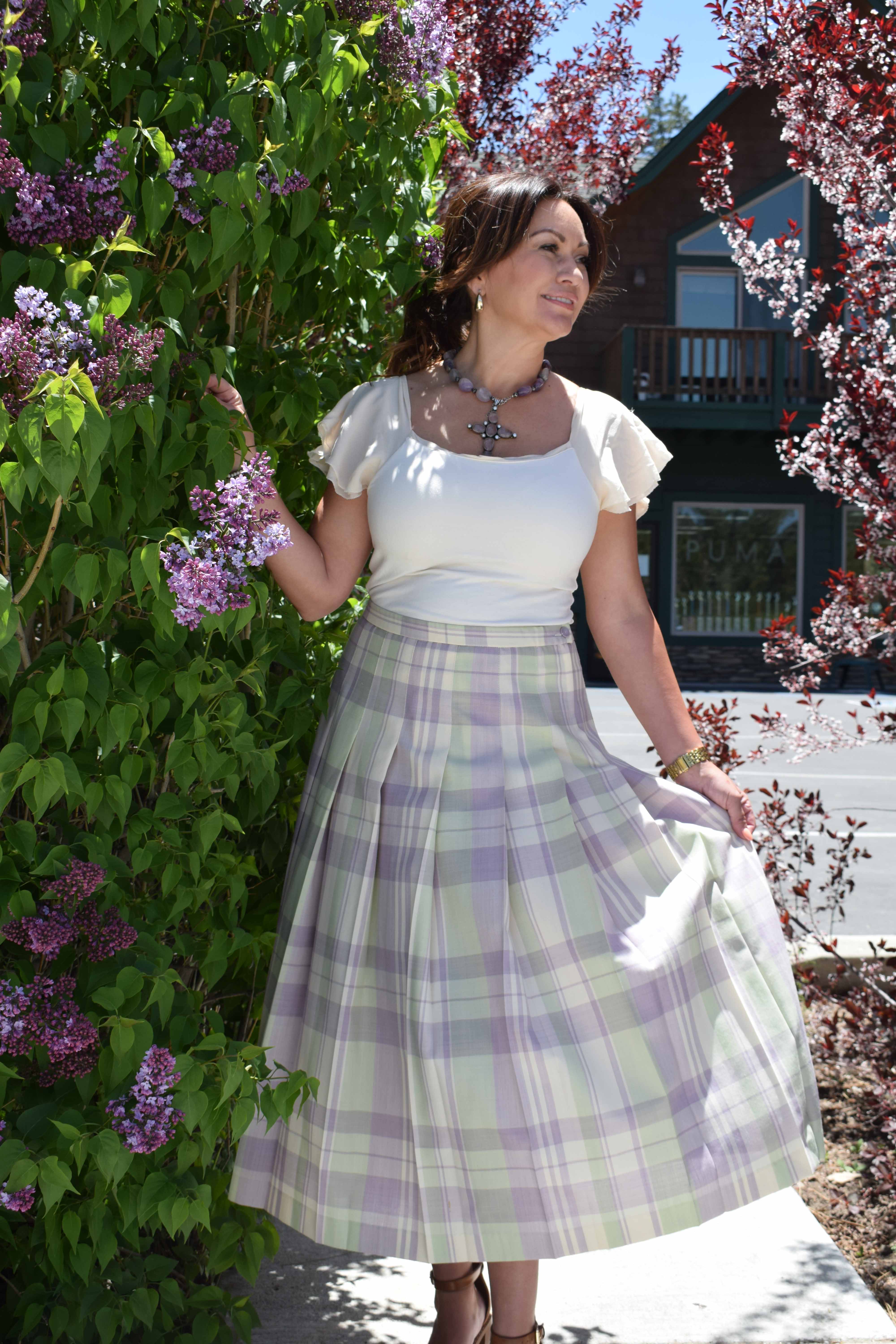 vintage pendleton wool skirt size 14 plaid pleated midi academia style