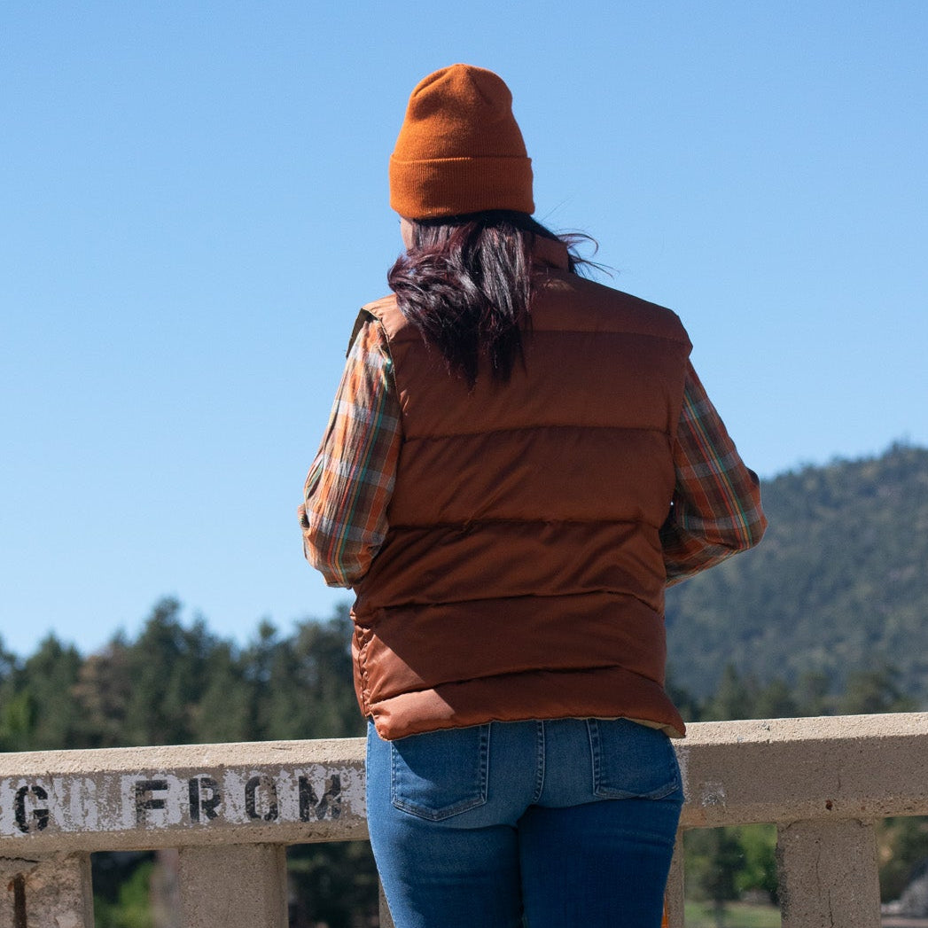 Reversible Tan and Burnt Orange Nylon Vest