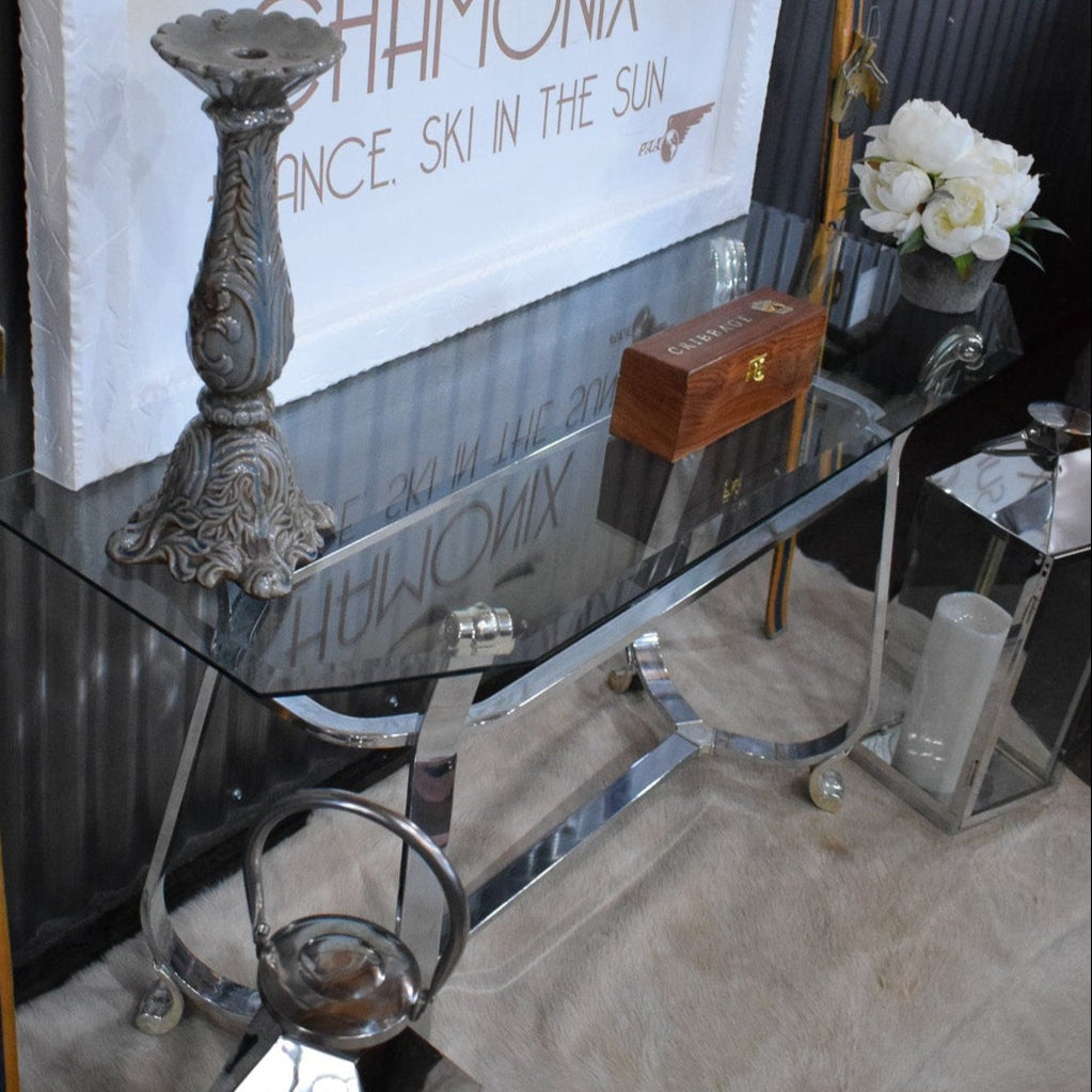 Kreiss Beveled Glass Chrome Body Rectangle End Table