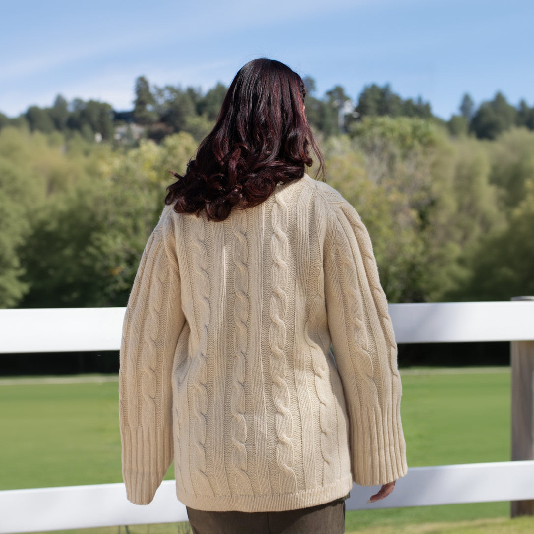 Evans-Picone Off-White Button-up Wool Cardigan Size M