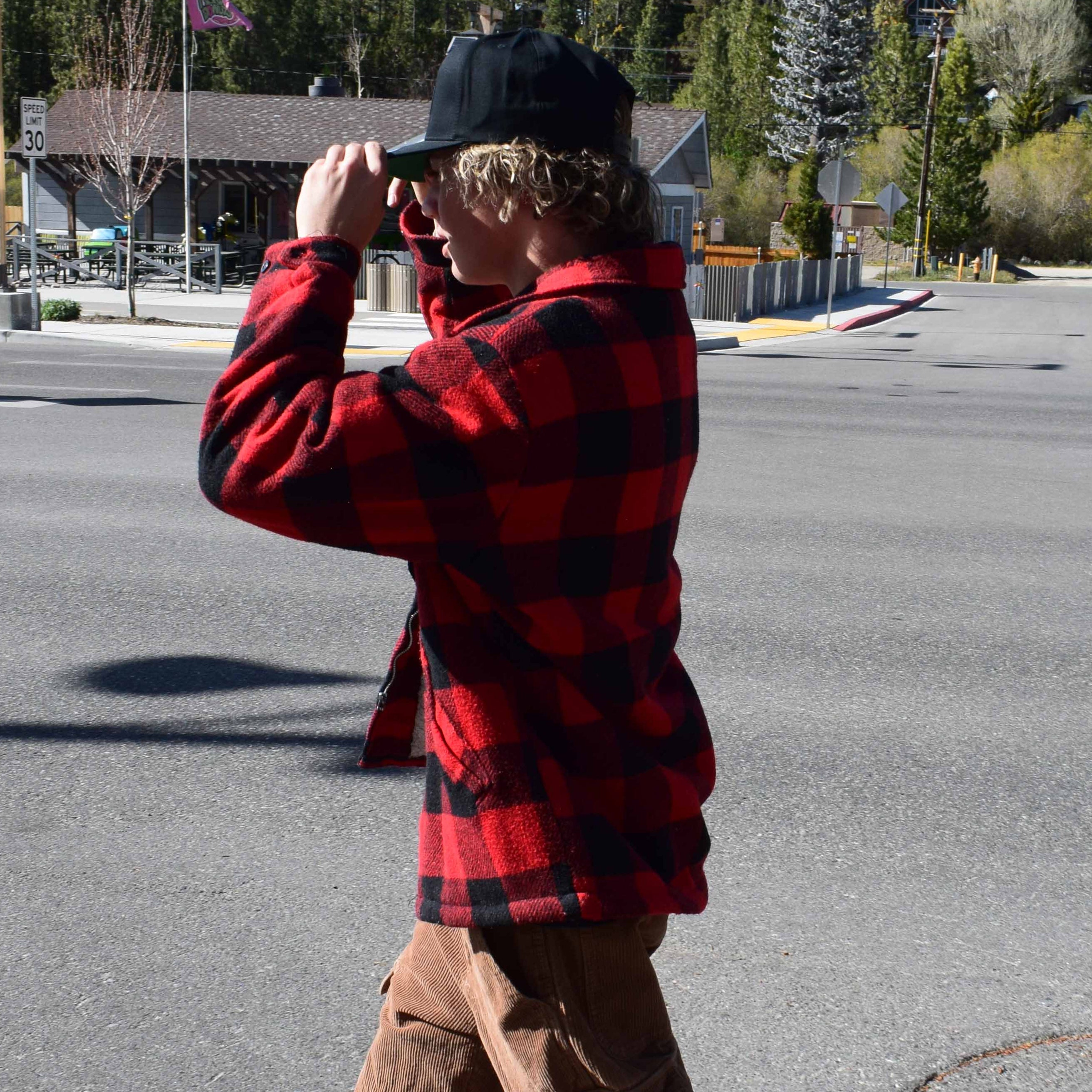 Cal Craft Red & Black Buffalo Plaid Wool Winter Coat with sherpa Lined
