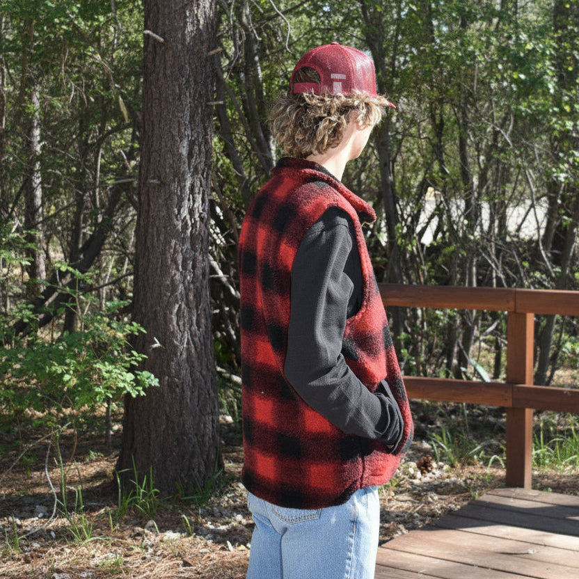 Pendleton Ridgeline Fleece Red Buffalo Plaid Vest