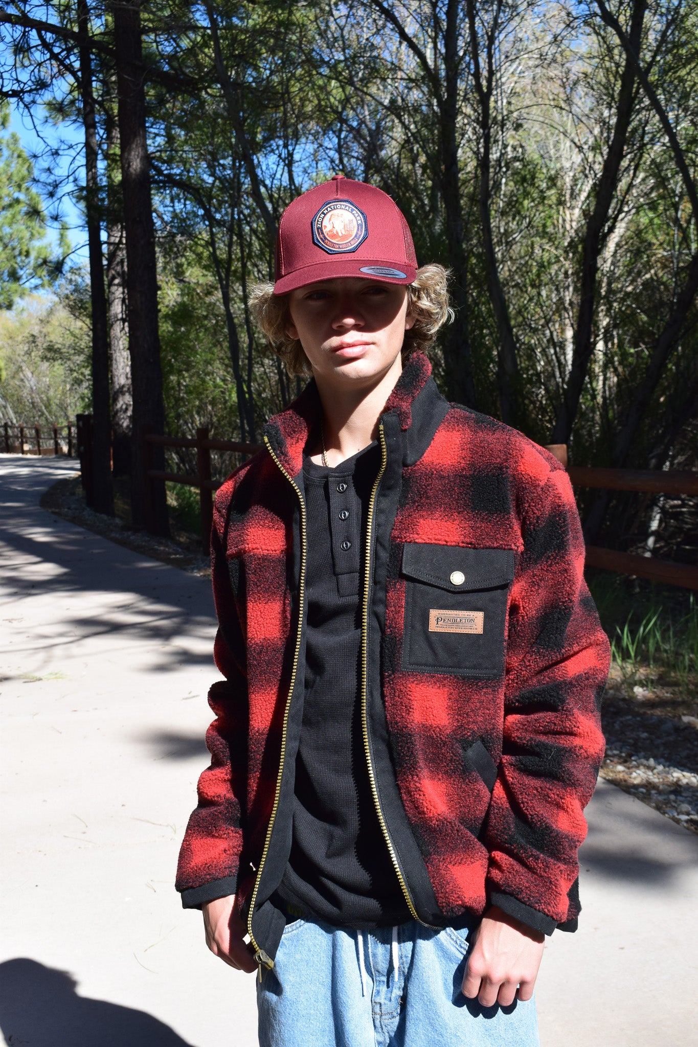 Pendleton Ridgeline Fleece Lined Jacket Red Buffalo Plaid