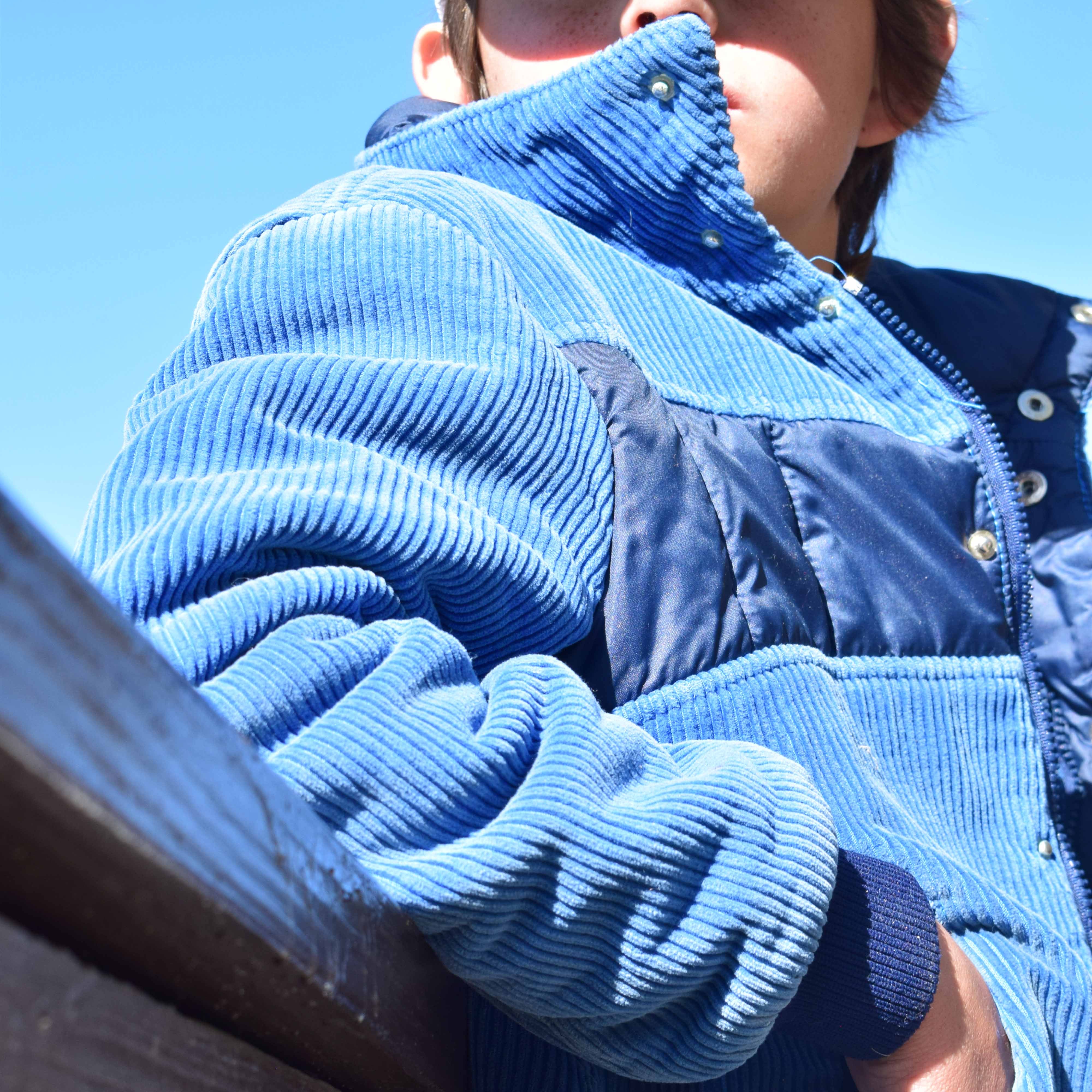 Vintage 80's Dark Blue Corduroy Ski Jacket -Size Small