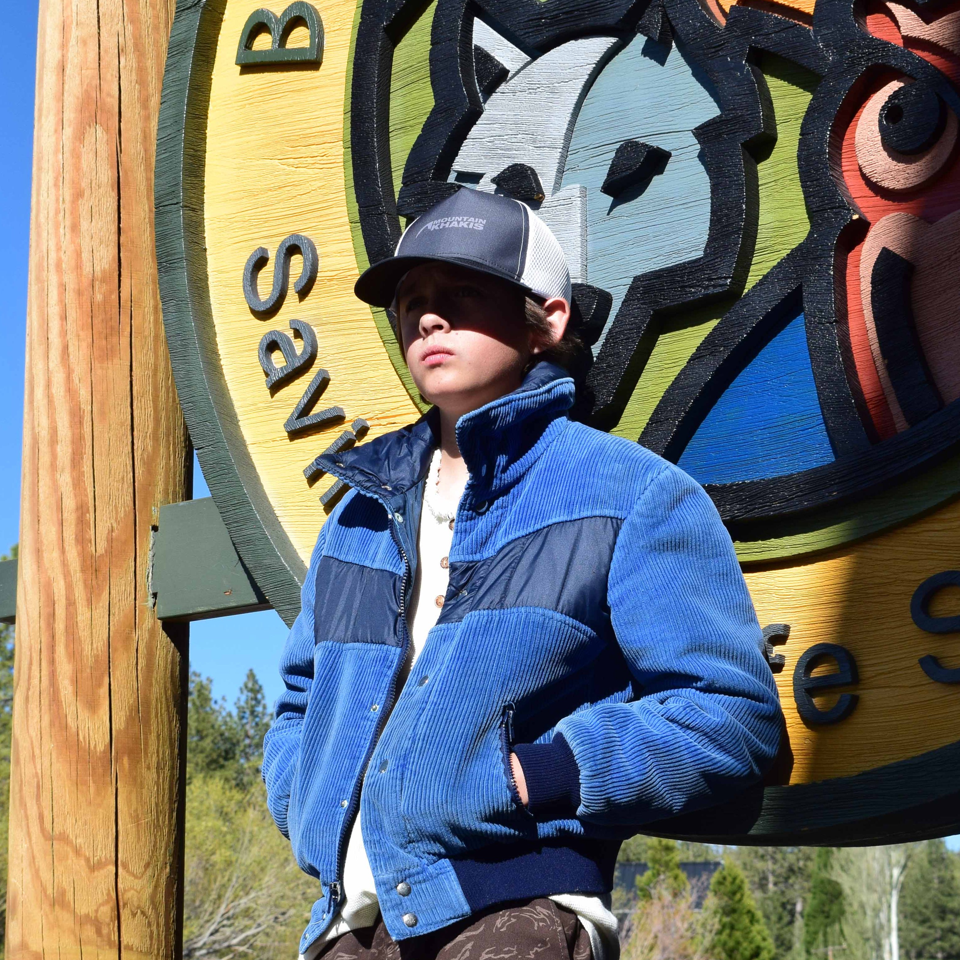Vintage 80's Dark Blue Corduroy Ski Jacket -Size Small