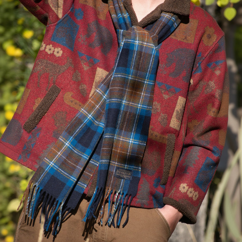 blue plaid Pendleton scarf
