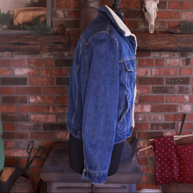 Diamond Double U Fleece Lined Denim Jacket