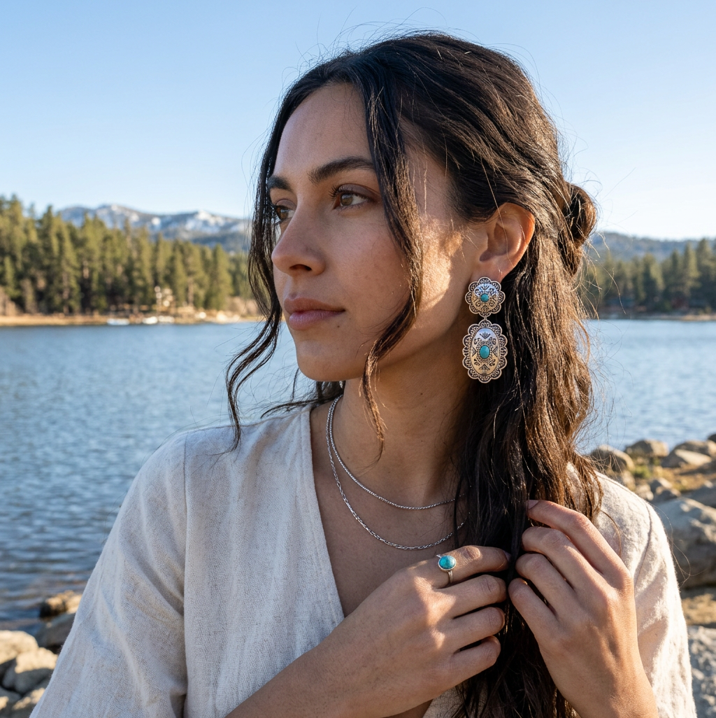 Piper K Reconstituted Turquoise Earrings