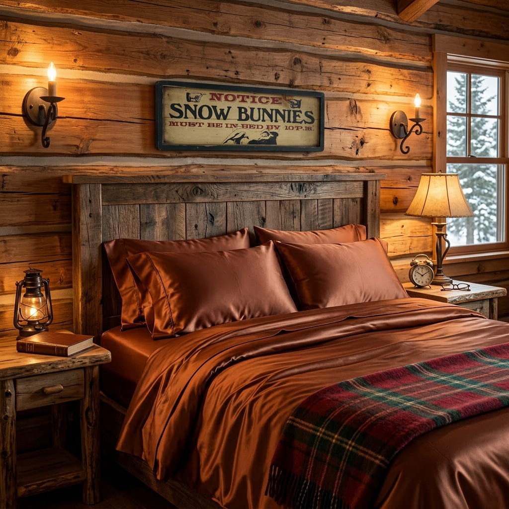 Retro 1970s Wooden Sign "NOTICE SNOW BUNNIES MUST BE IN BED BY 10PM"
