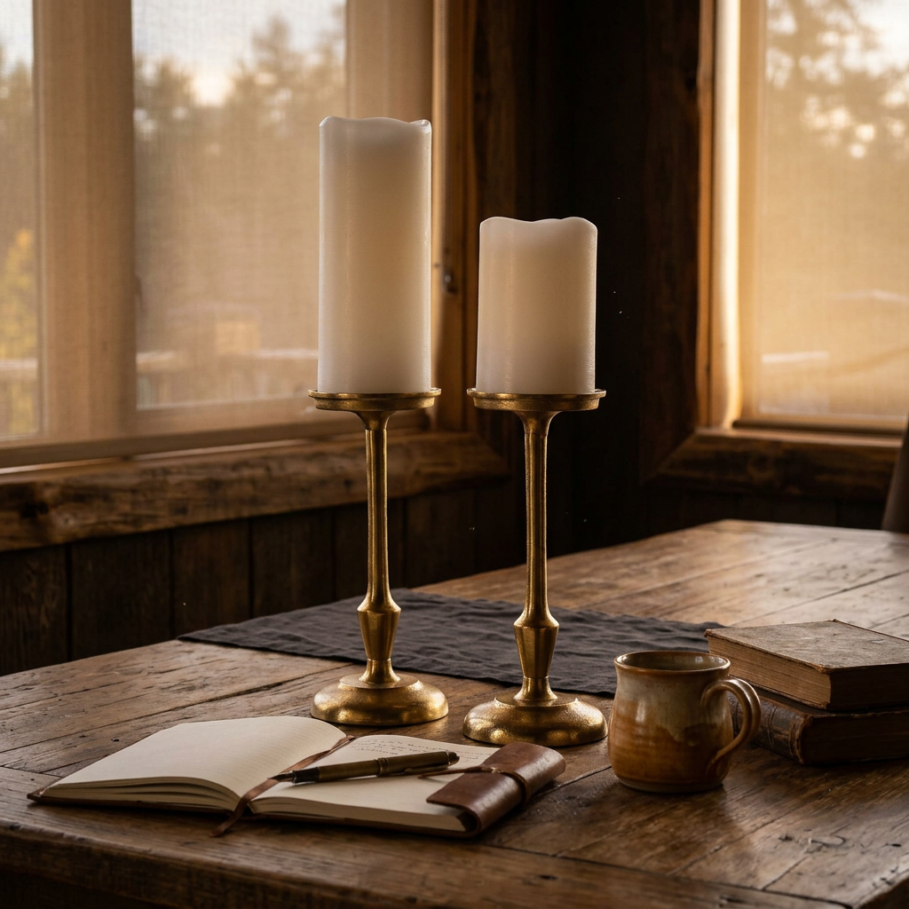 Elegant 11 Inch Gold Pillar Candle Holder Bazaar Collection