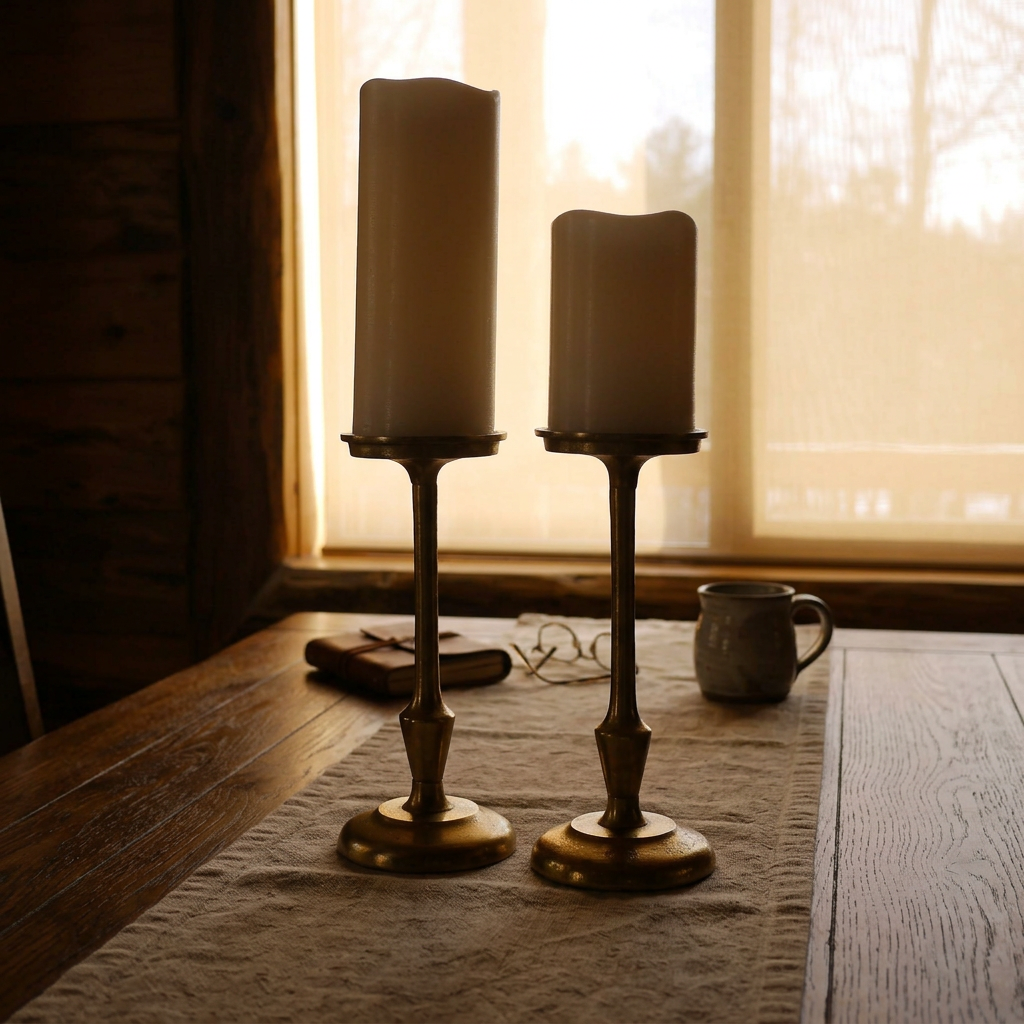 Elegant 11 Inch Gold Pillar Candle Holder Bazaar Collection
