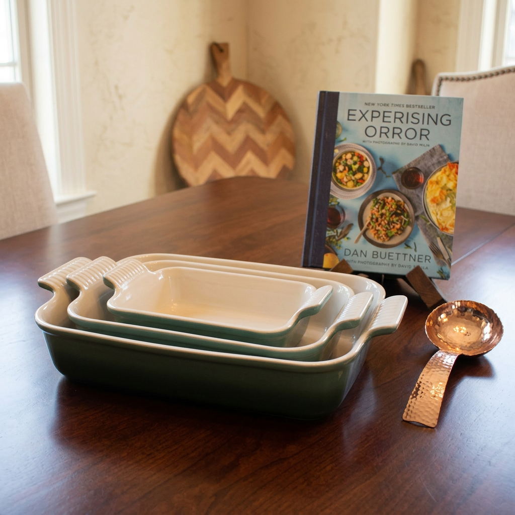 Le Creuset Set of Rectangular Dishes Ombre Green