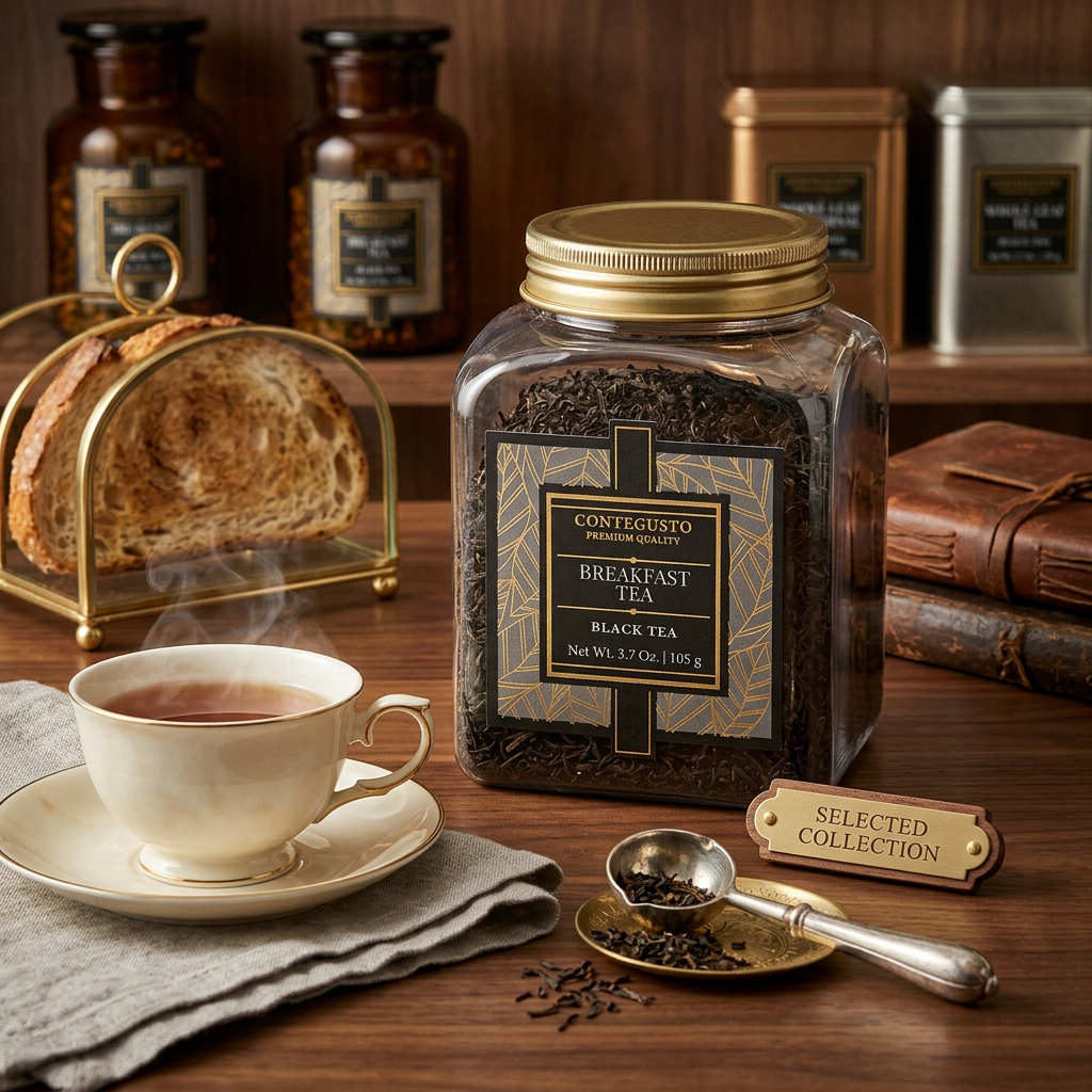 Tea jar with Contegusto Breakfast Tea