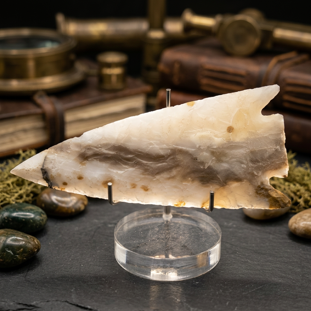 Unique Hand-knapped Agate Stone Arrowhead