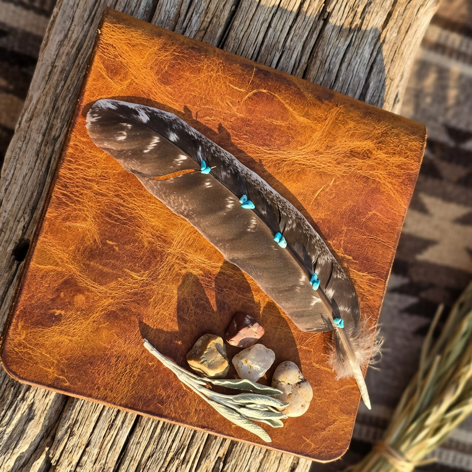 Exquisite Turkey Feather Adorned with Turquoise Accents