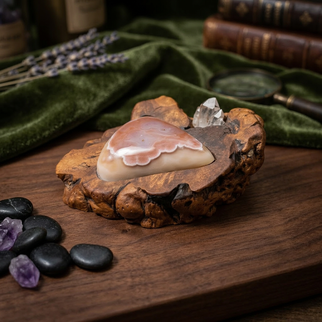 Decorative Crystal Display Featuring a Beautiful Agate and Clear Quartz