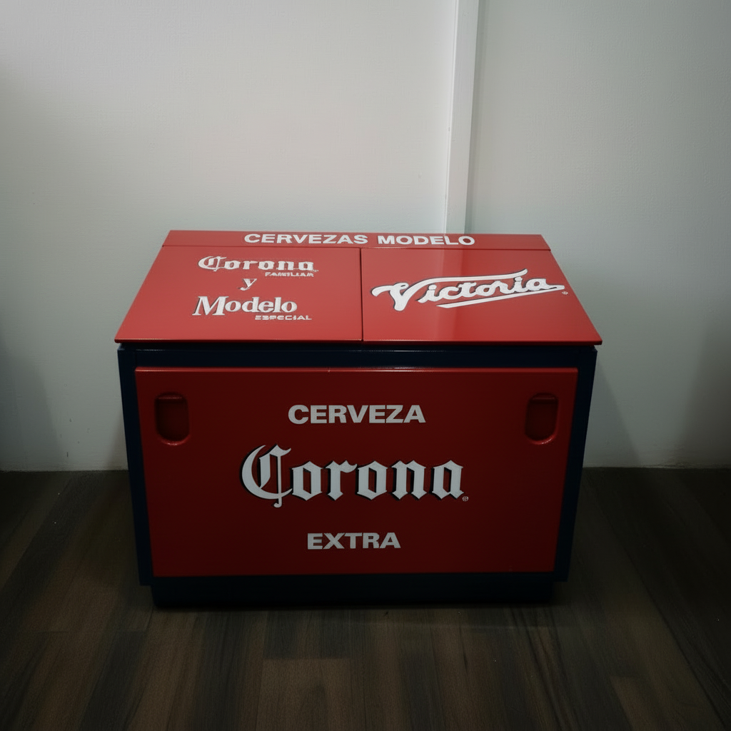 Vintage-style Cervezas Modelo and Corona Extra Cooler
