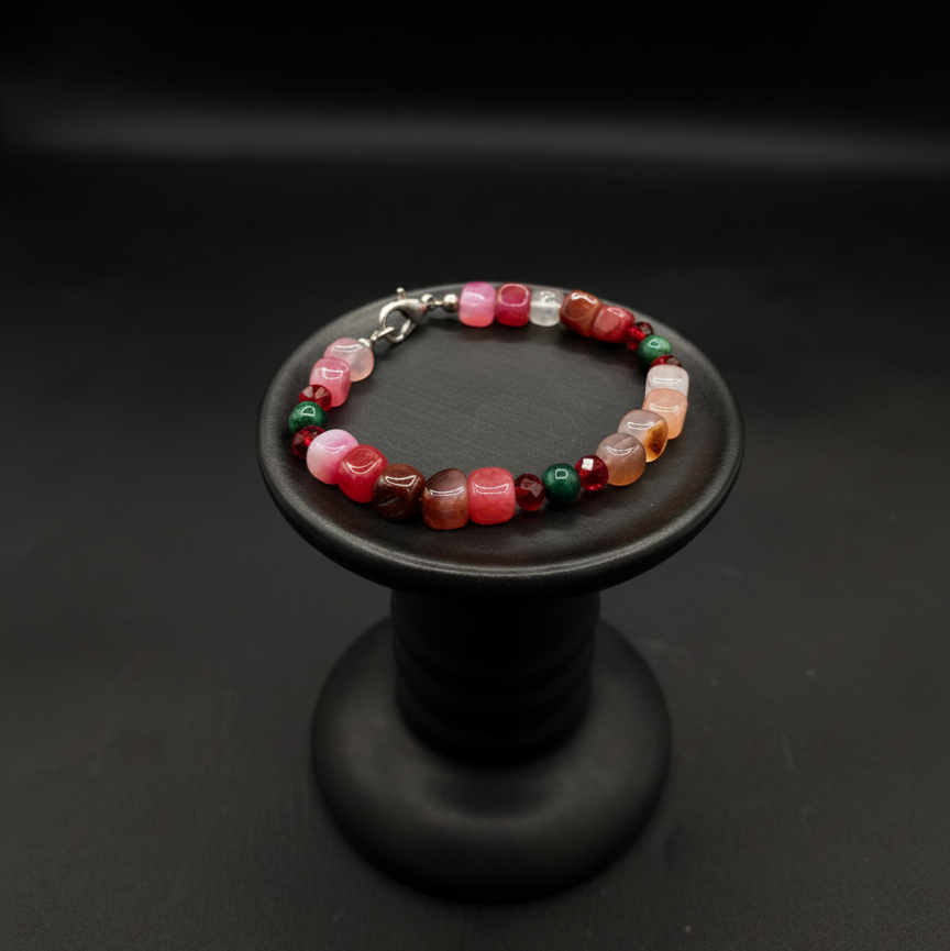 Mixed Agate Gemstone Beaded Bracelet