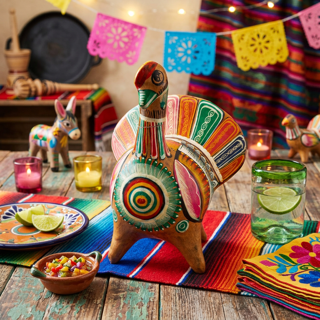 Tonala Terracotta Hand Painted Turkey