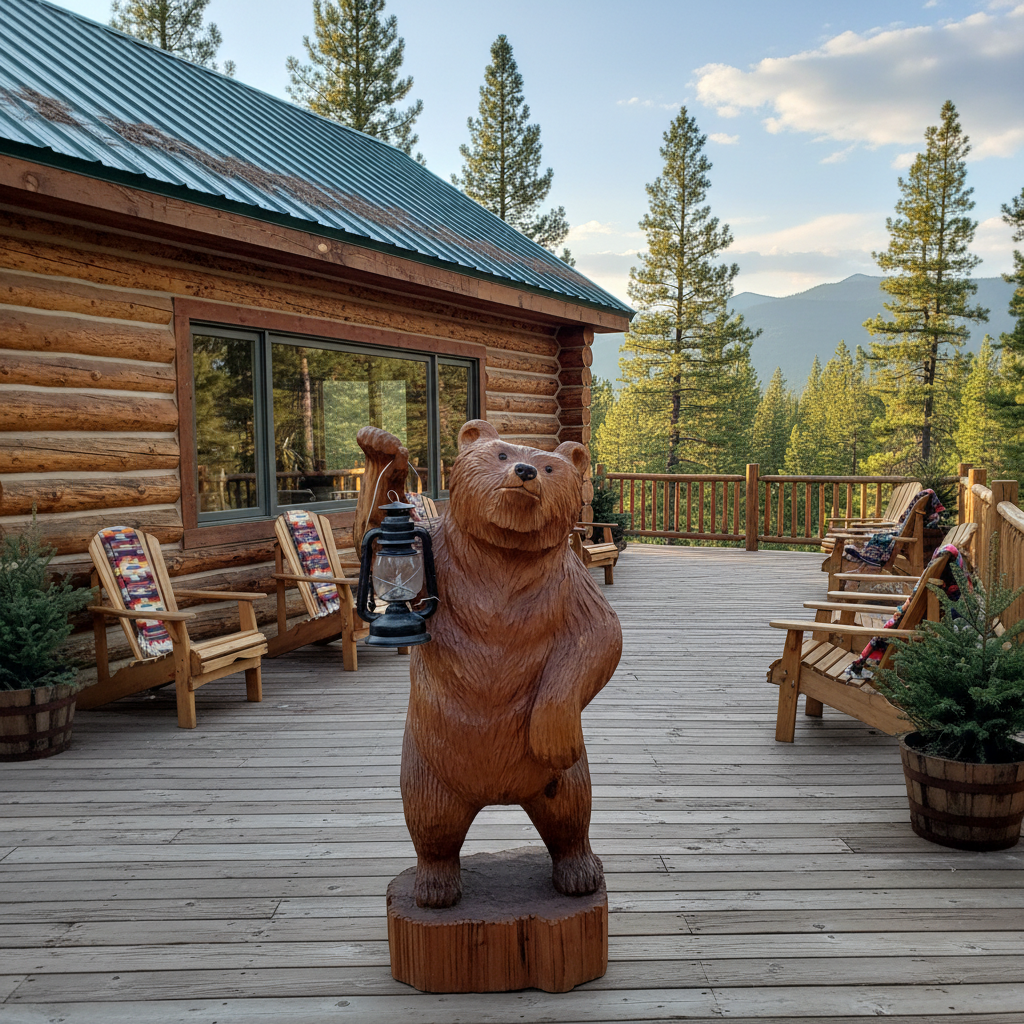 original hand carved wooden bear by Ray Hamari (1997)