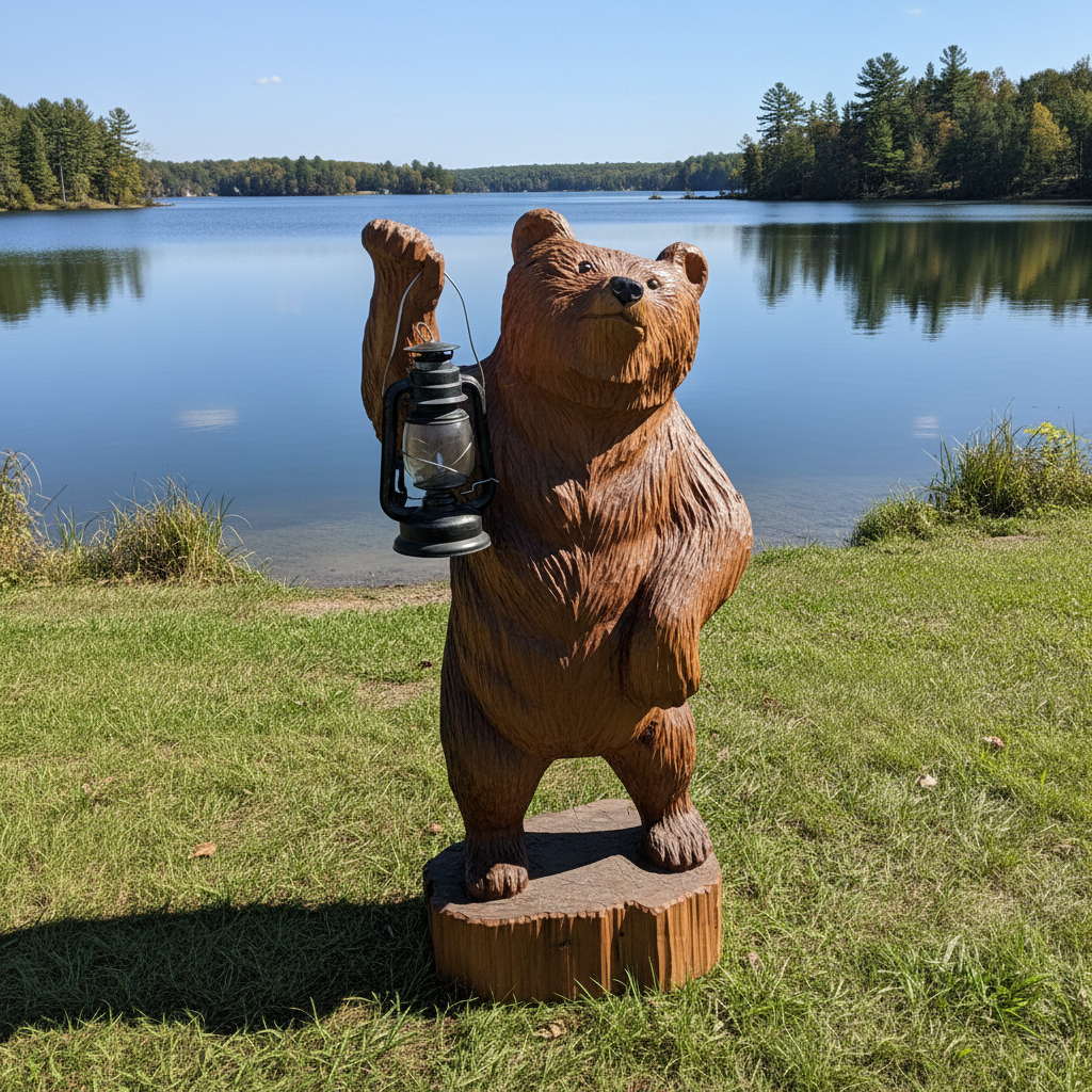original hand carved wooden bear by Ray Hamari (1997)