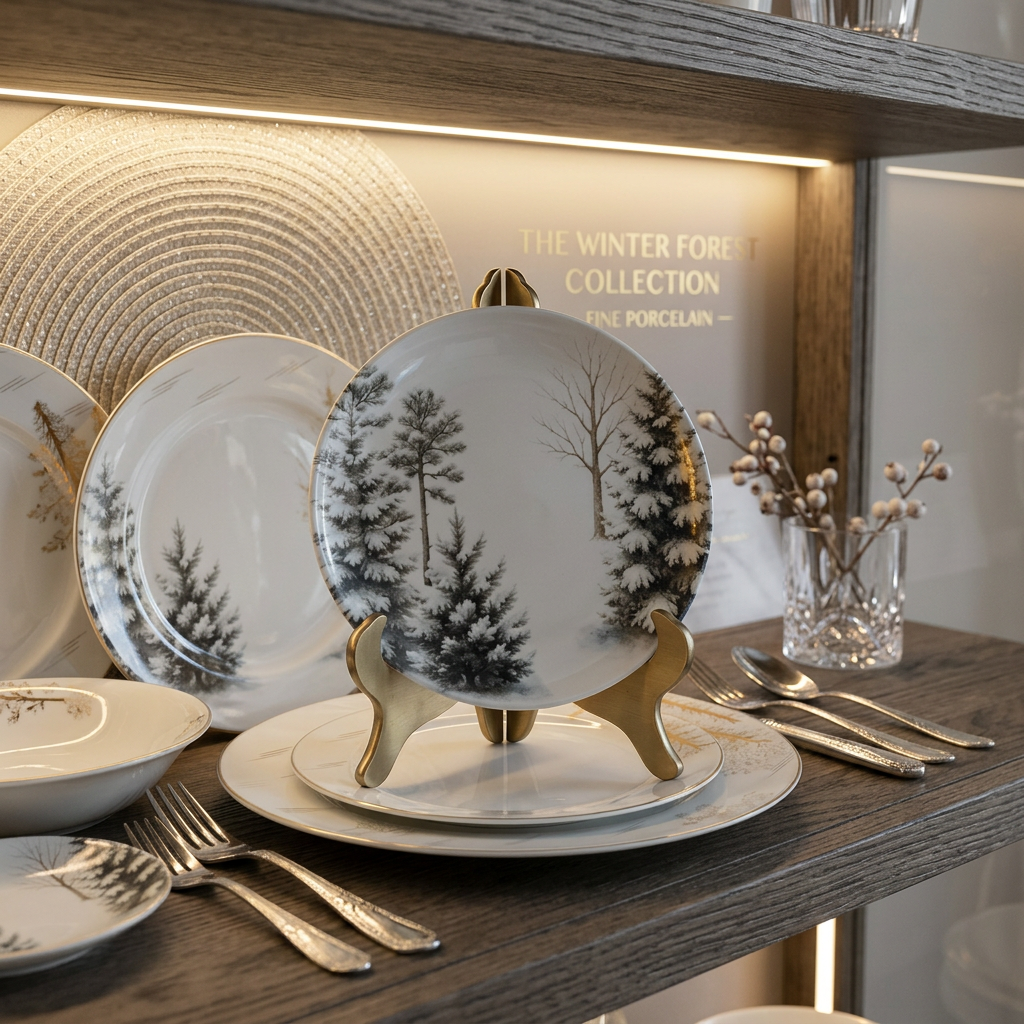 Snow Trees Coupe Salad Plates Made In Brazil Set Of 4