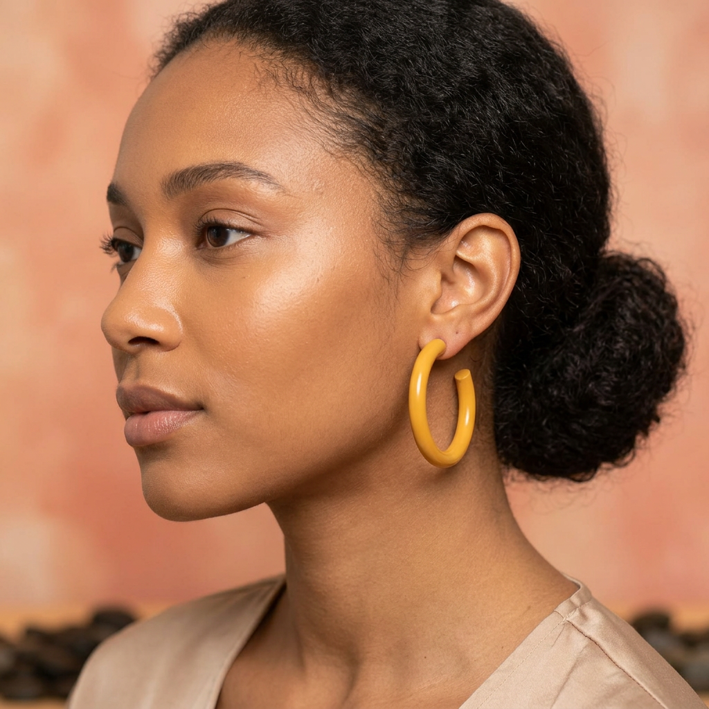 Stylish Mustard Yellow Hoop Earrings