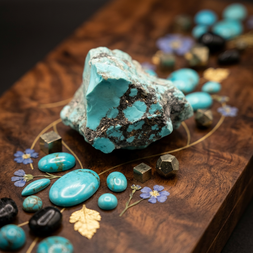 Raw Turquoise With Pyrite In Dark Matrix Gemstone