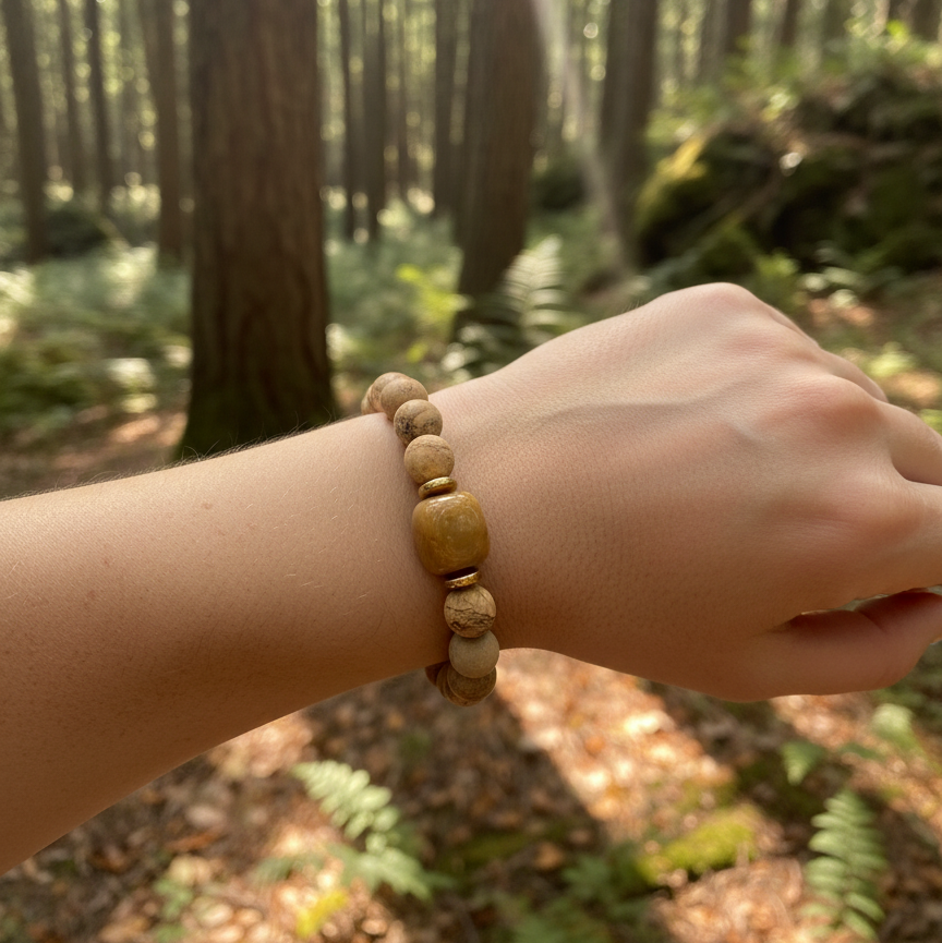 Picture Jasper Beaded Stretch Bracelet
