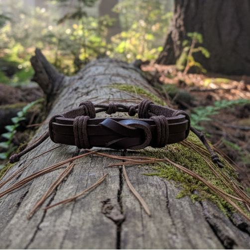 Brown Braided Leather Bracelet