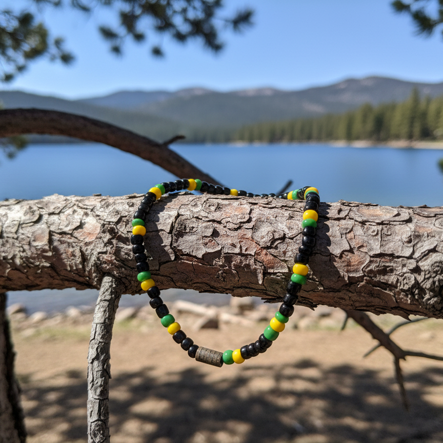 Black, Yellow, And Green Beaded Bracelet