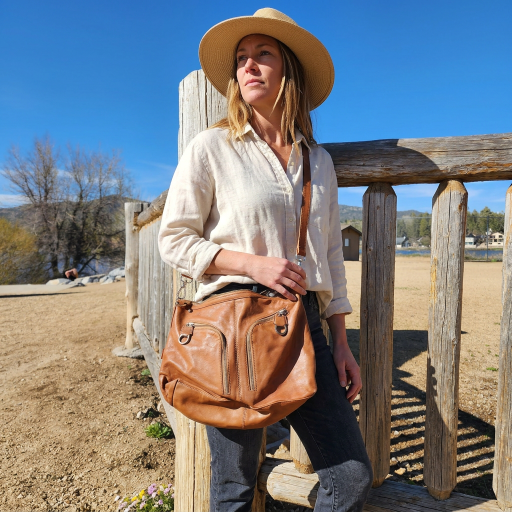 Ted Baker Tan Shoulder/Body Bag with Front Zipper Pockets