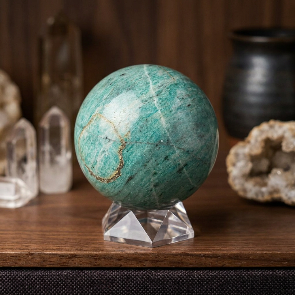Amazing Green Amazonite Quartz Crystal Stone Sphere