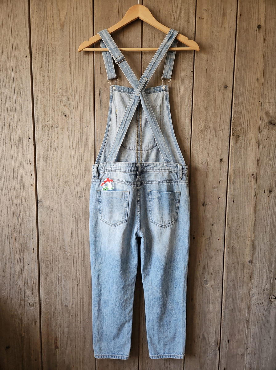 Blank Paige Mushroom Patch Denim Overalls – Size S