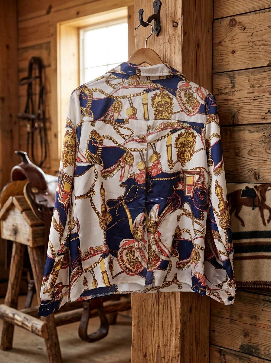CBR Baroque Chain Print Button-Up Blouse Size S