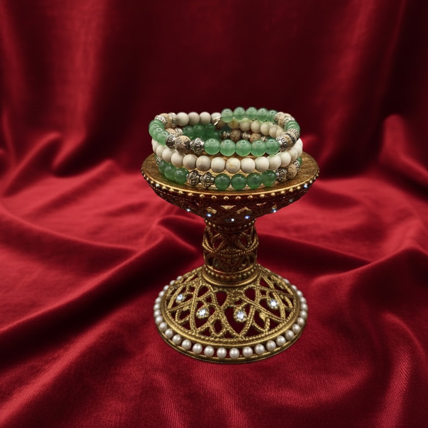 Green And White Wired Wrap Bracelet