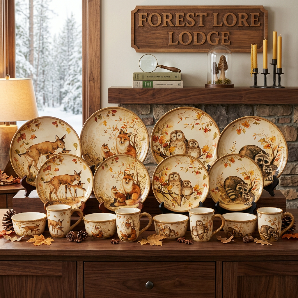 Certified International Pine Forest Animal 16 Piece Dinnerware Set, Service for 4